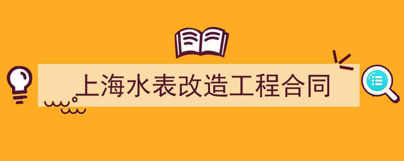 3招搞定《上海水表改造工程合同》写作。（精选5篇）"/